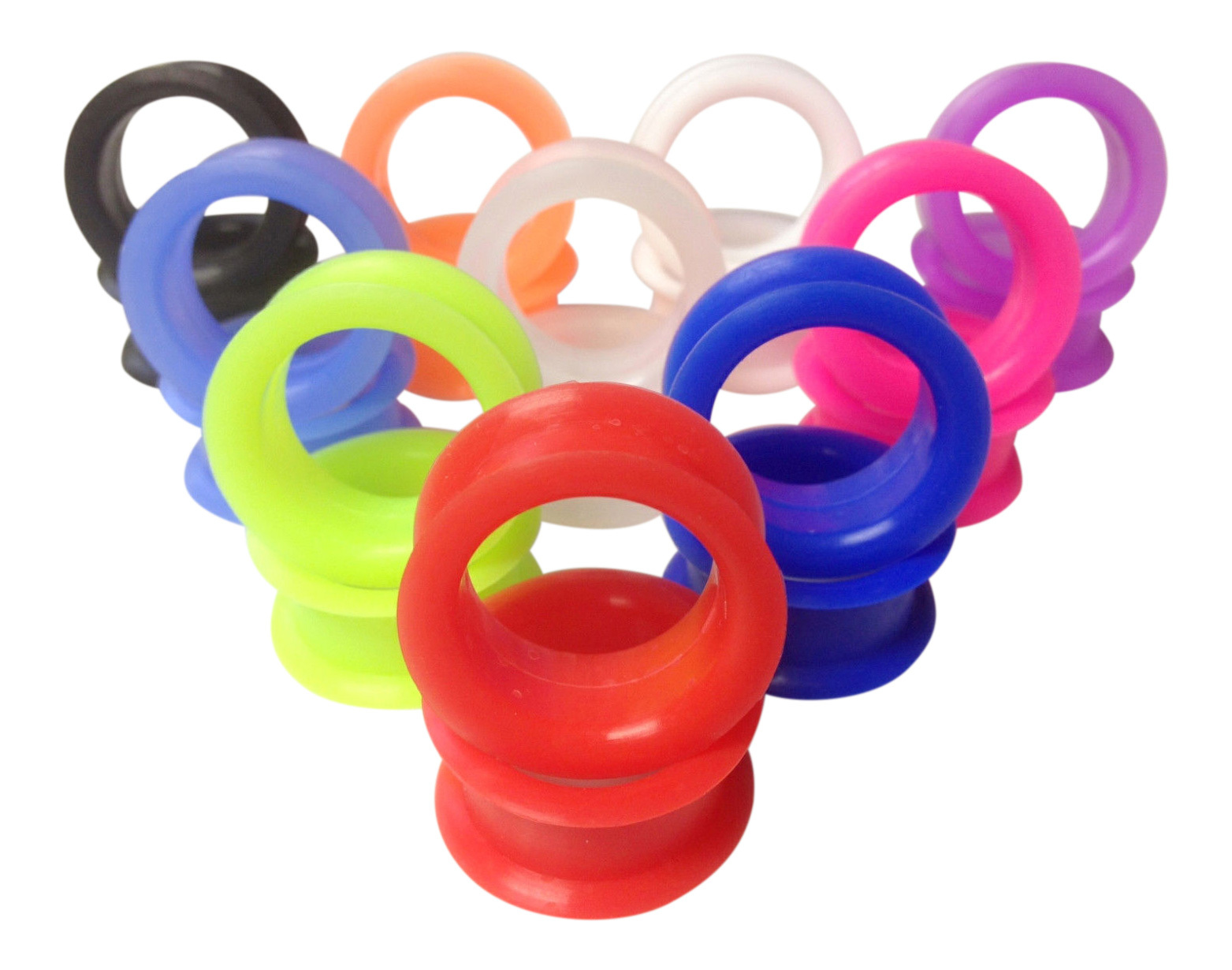 PAIR Soft Silicone Ear Tunnels Plugs – choose from 10 colors up to size 50mm!