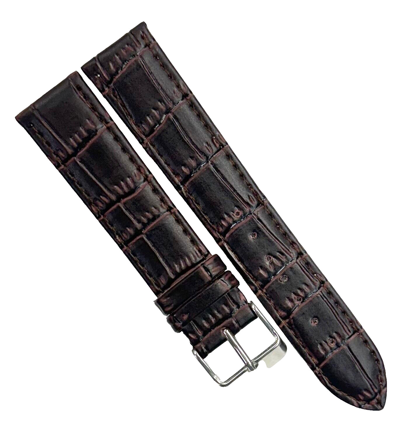 Watch Band D.Brown Genuine Leather Alligator Grain Flat Stitches 16x14mm