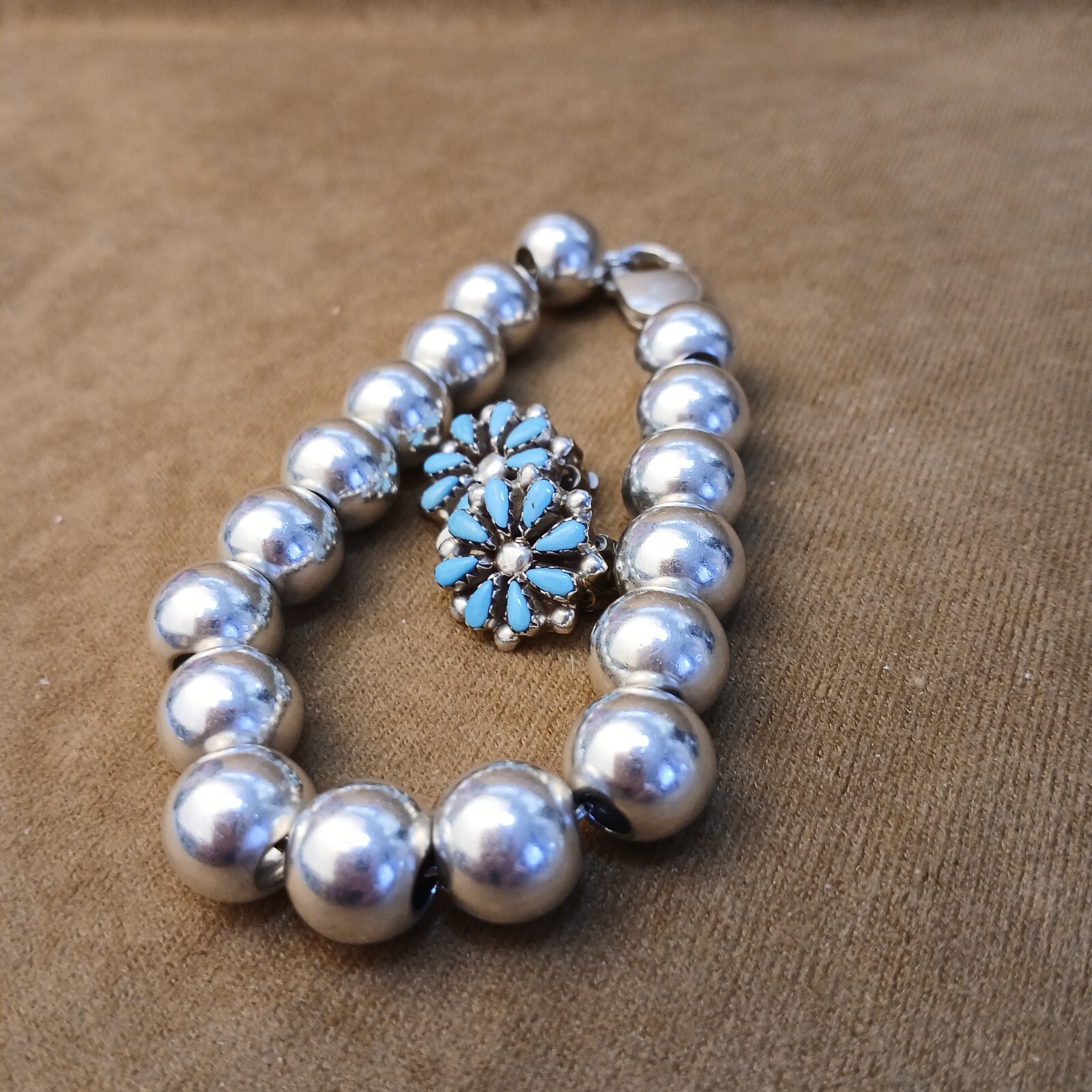Sterling Silver 11mm Round Beads “Silver Pearls” Bracelet is 8″ Inches Long
