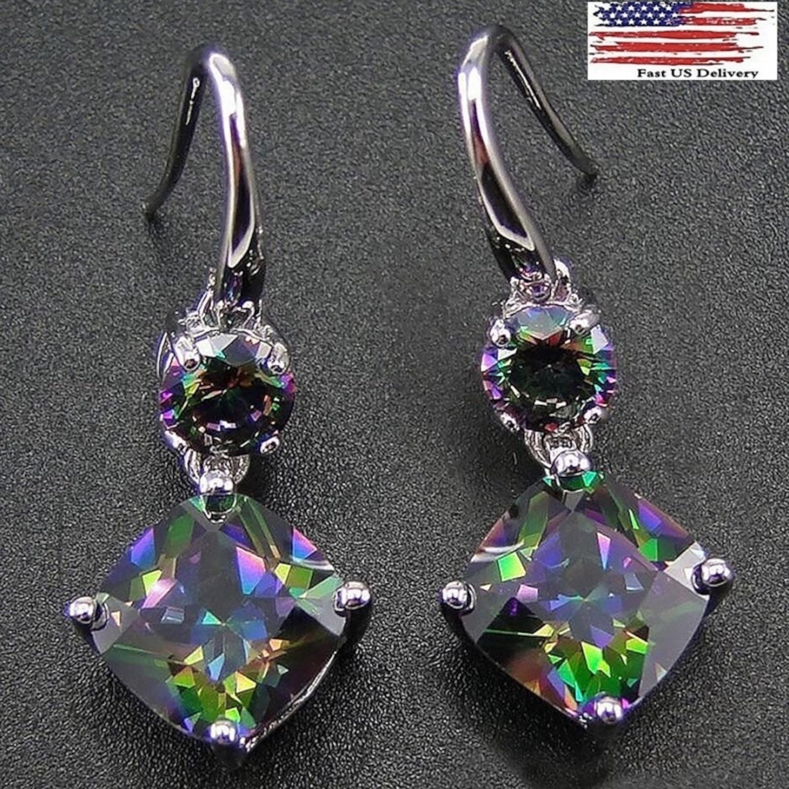 Gorgeous 925 Silver Plated Drop Earrings Women Jewelry Mystic Topaz A39