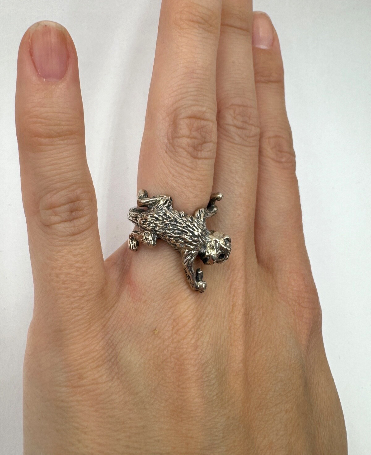 ABS UNIQUE MONKEY & BANANA STERLING SILVER UNIQUE RING SIZE 5.5 CUTE ADORABLE S