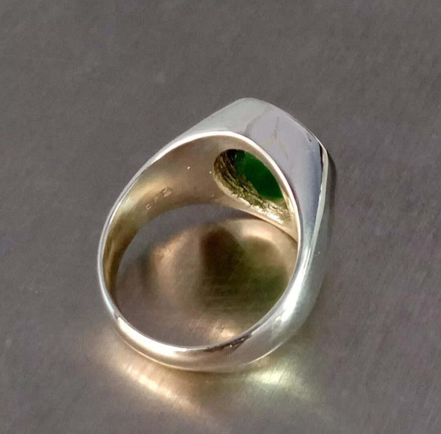 Natural Emerald Ring For Boys 925 Sterling Silver Handmade Signet Men’s Rings