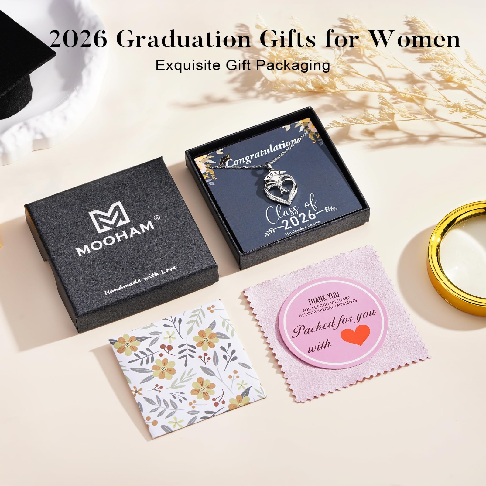 Heart Initial Graduation Necklace – Perfect 2026 Gift for Women, High School & C