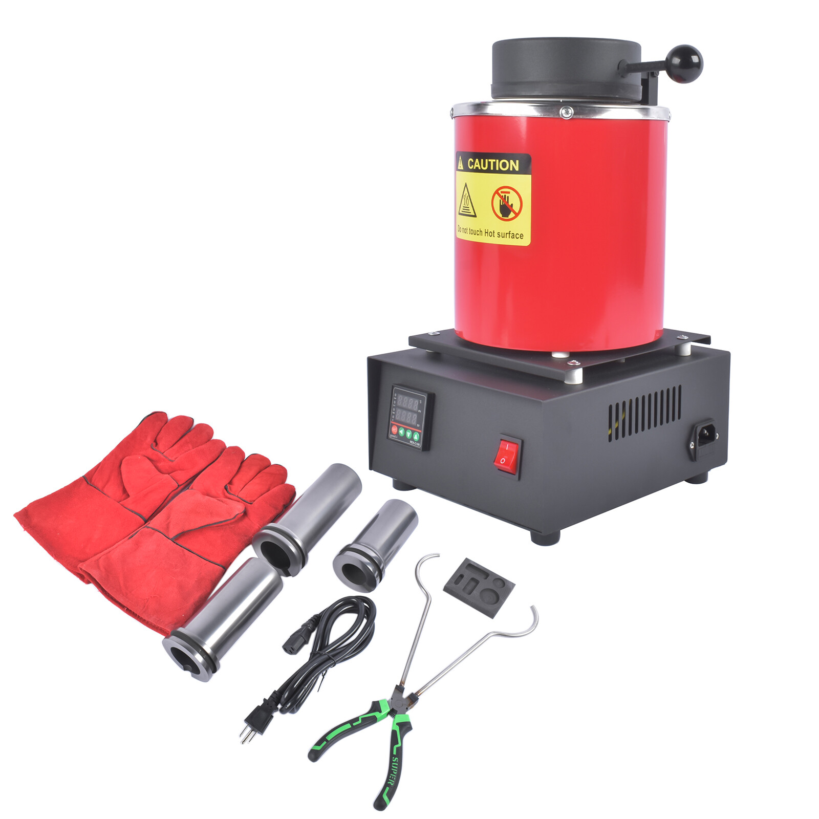 1500W 1150°C/2102°F Small High-Temperature Casting Furnaces 110V Red 1KG 2KG 3KG
