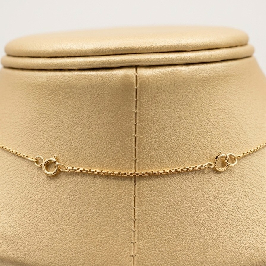 1.3mm Round Box Extender 4 Bracelet Necklace Chain Pendant Real 14K Yellow Gold