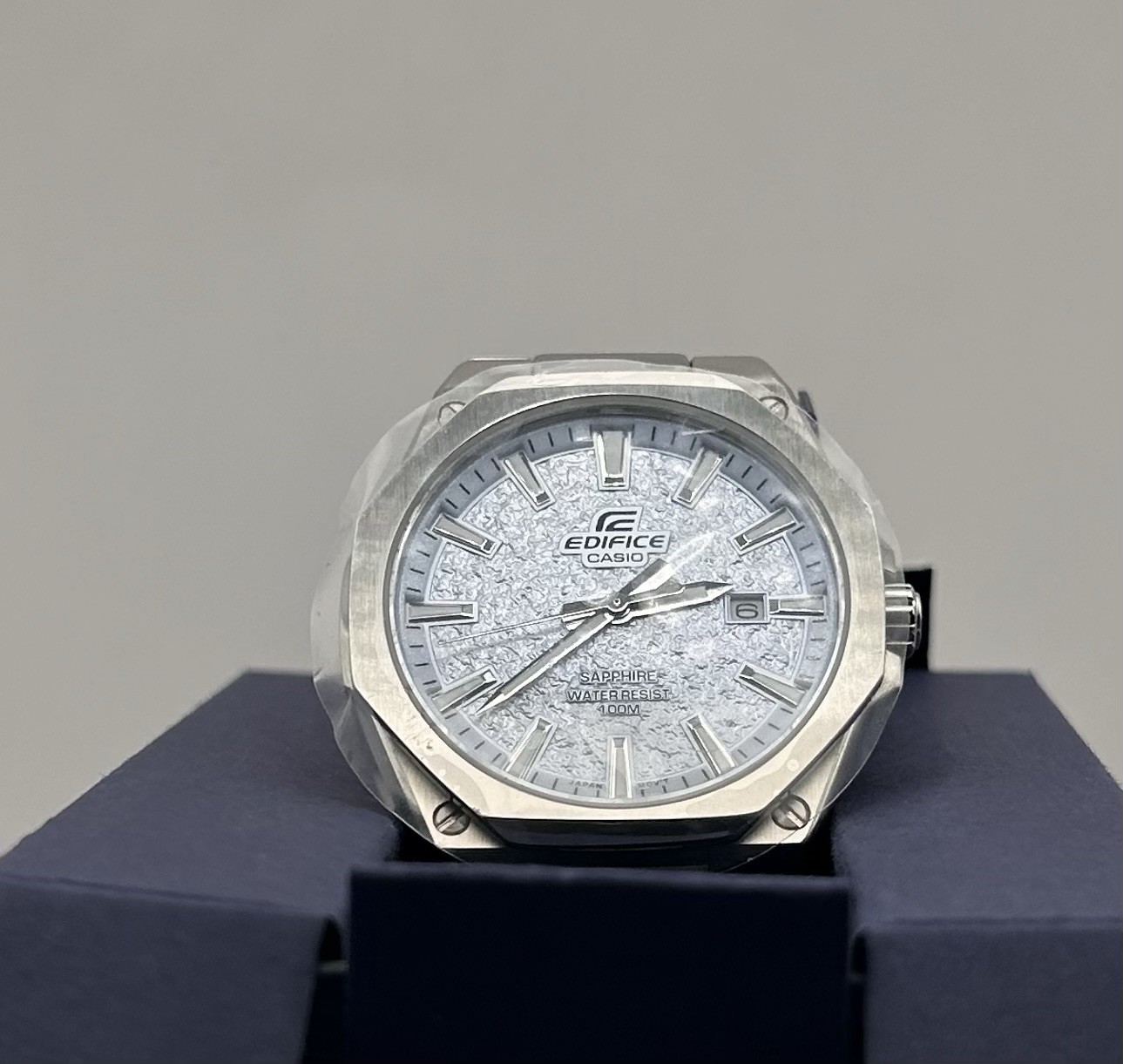 Casio Edifice Men’s Slim Octagonal Light Blue Textured Dial Quartz 40mm Watch
