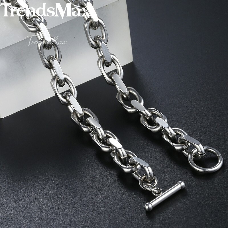 9mm CABLE Rolo Link Stainless Steel Necklace Toggle Men Chain Jewelry Gift 18-26