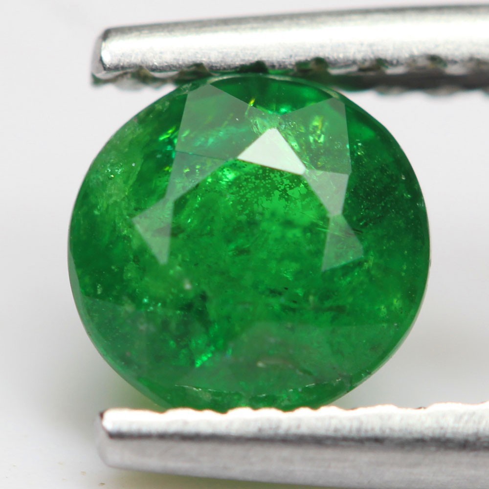 1.35C NATURAL EARTHMINED ROUND SHAPE VIVID GREEN TSAVORITE GARNET LOOSE GEMSTONE