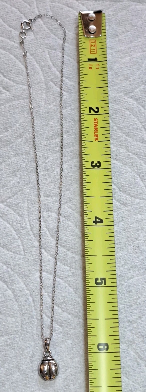 Ralph Lauren RL Signed Sterling Ladybug Pendant Choker Necklace 925 Silver 12″