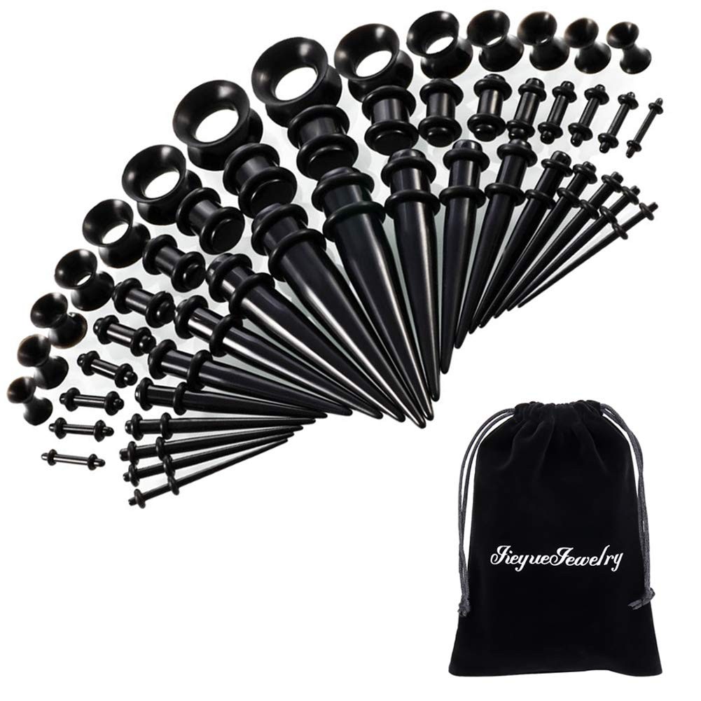 50 Pieces Ear Stretching Kit 14G-00G Acrylic Tapers and Plugs + Silicone Tunn…