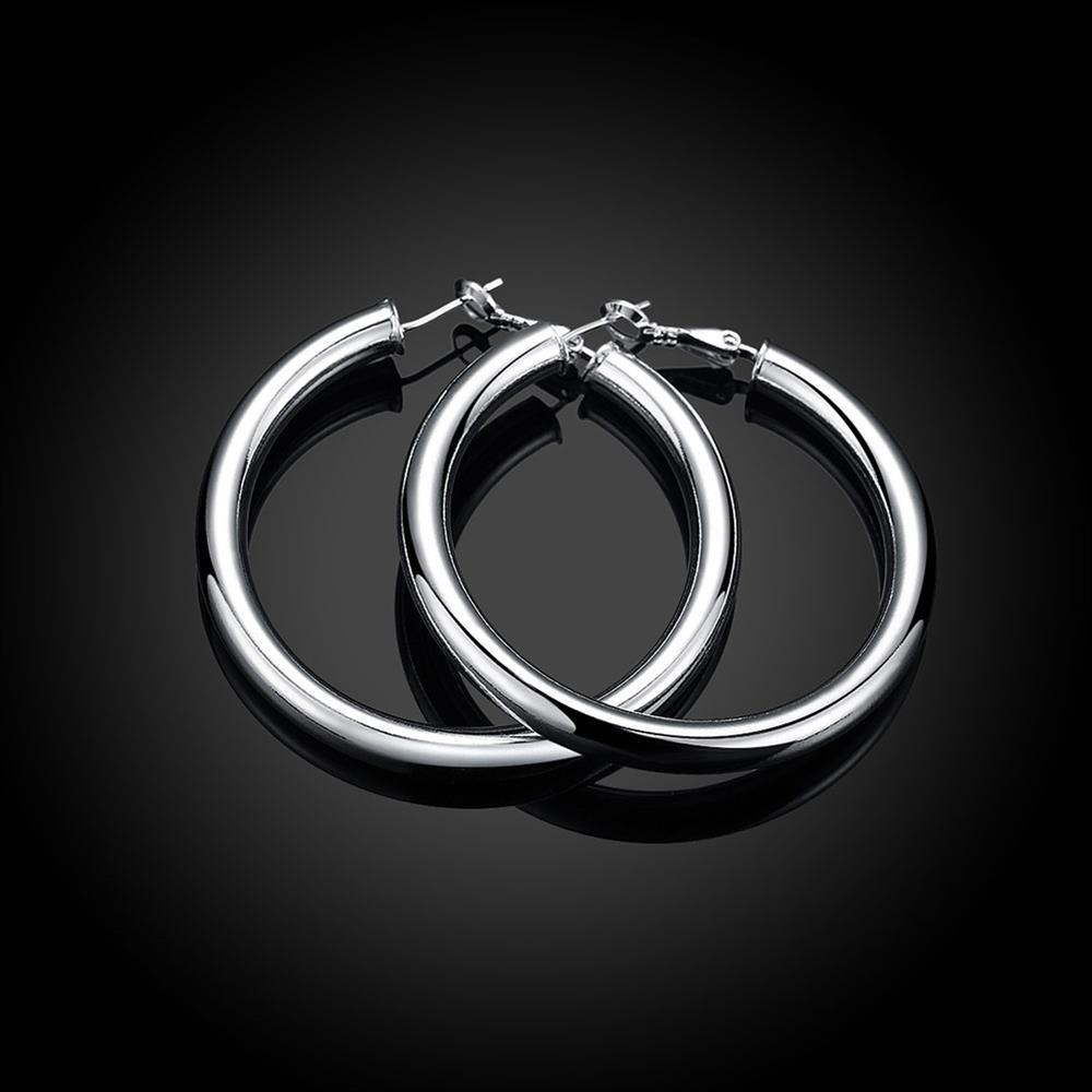 925 Sterling Silver Hoop Pierced Earrings 1.8″ Inches L100