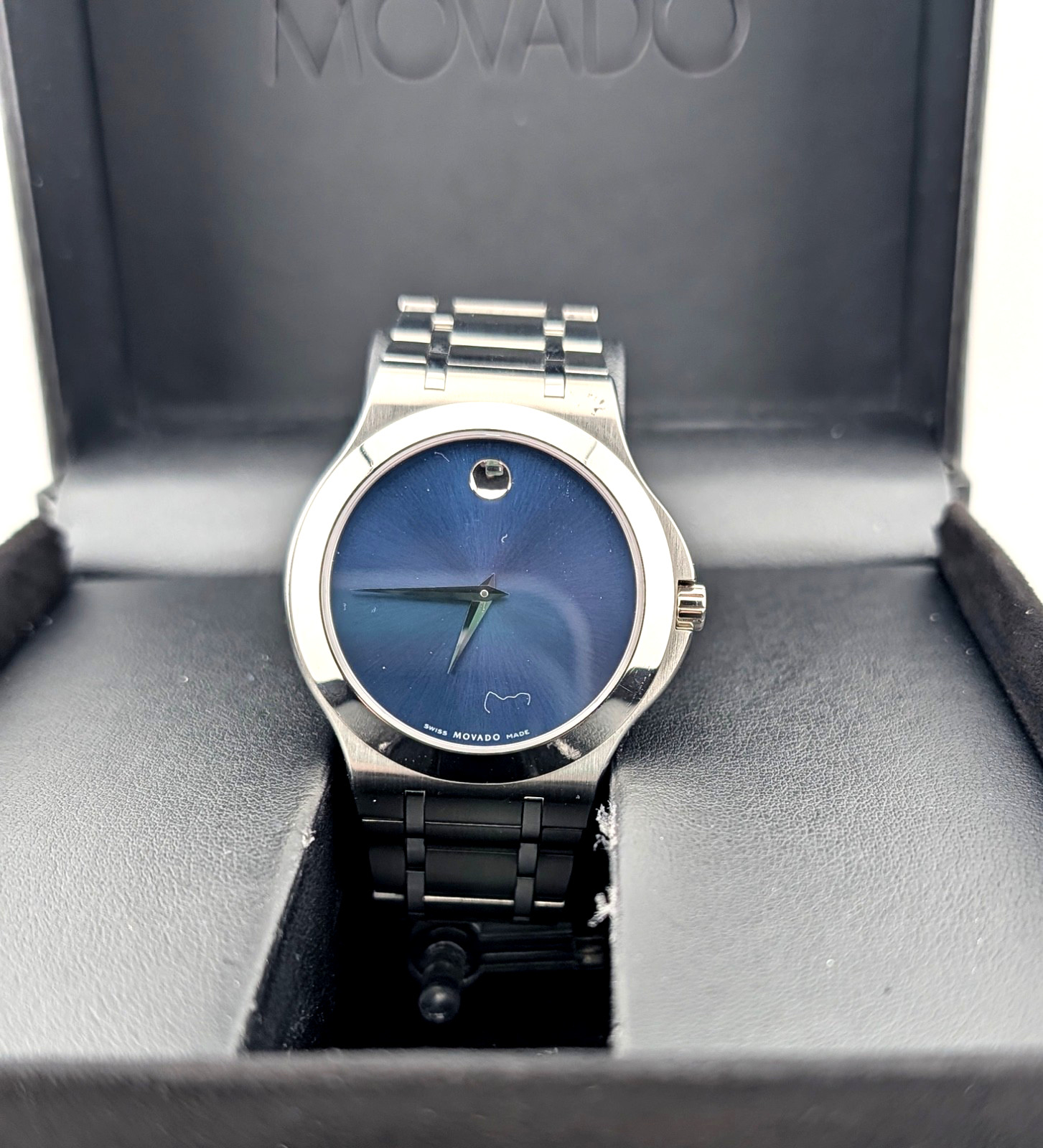 Movado Men’s Corporate Exclusive SS Watch W/Azure Blue Dial; Model #01.1.14.1050