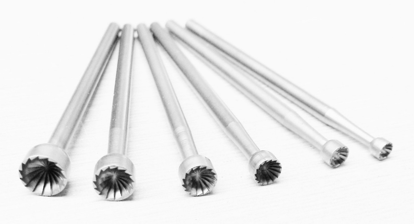 Large Cup Burs Fig 77b Concave Cutter Fraise 6 Size Assortment Set 025-050 Swiss