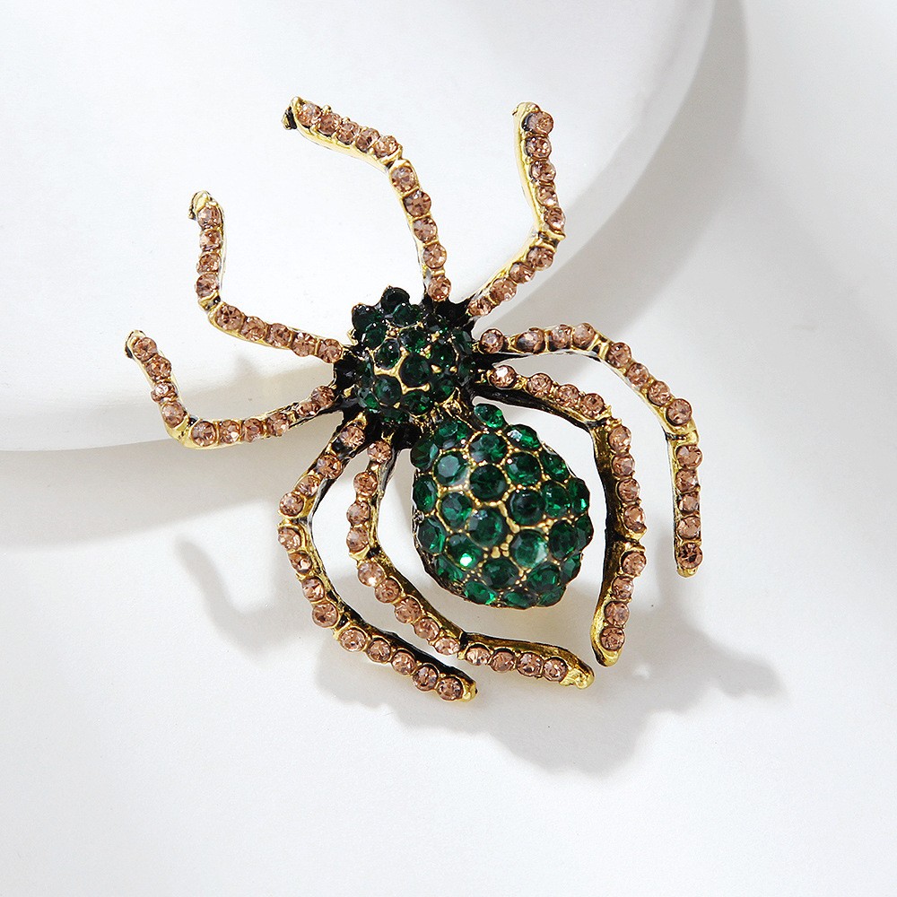 6Pcs Rhinestone Spider Brooches Crystal Halloween Spider Pins Clothing Bag Decor