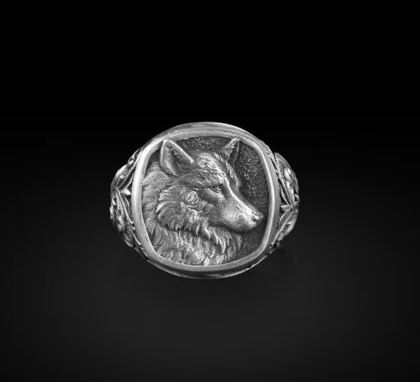 Gothic Wolf Men’s Signet Ring 925 Sterling Silver Handmade Ring Duty free