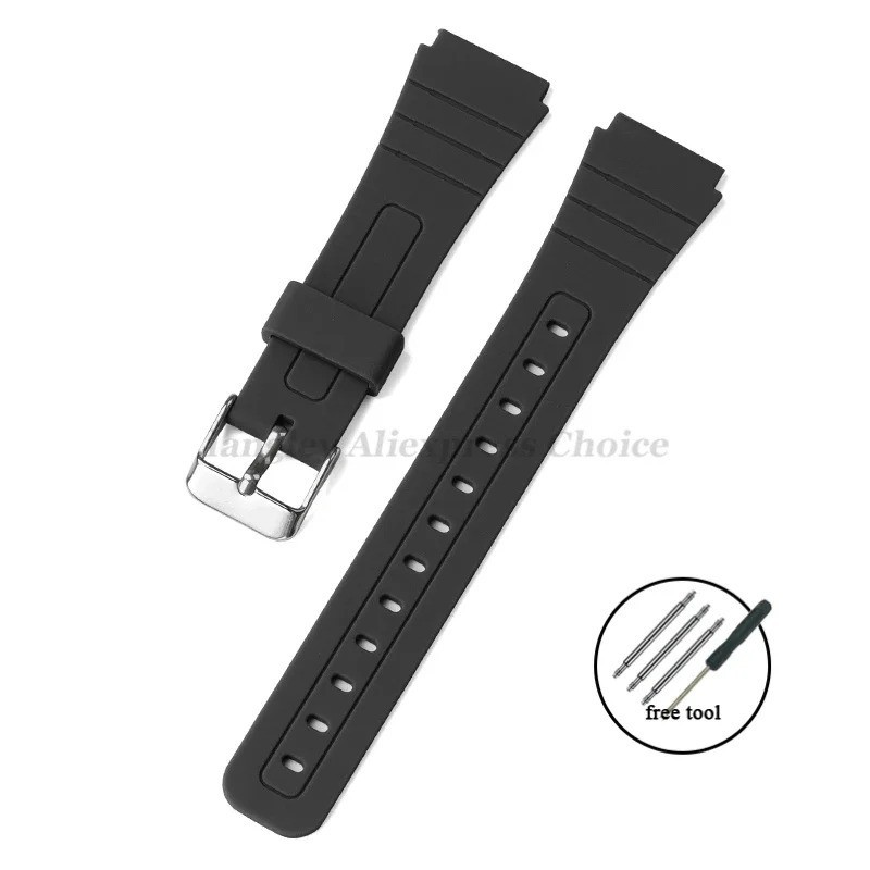 Silicone Watch Strap for Casio F-91W W-800H 18mm for W800H