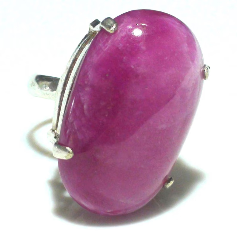 Handmade 81.75 ct Cherry Pink Ruby Ring – 925 Sterling Silver, Size 9