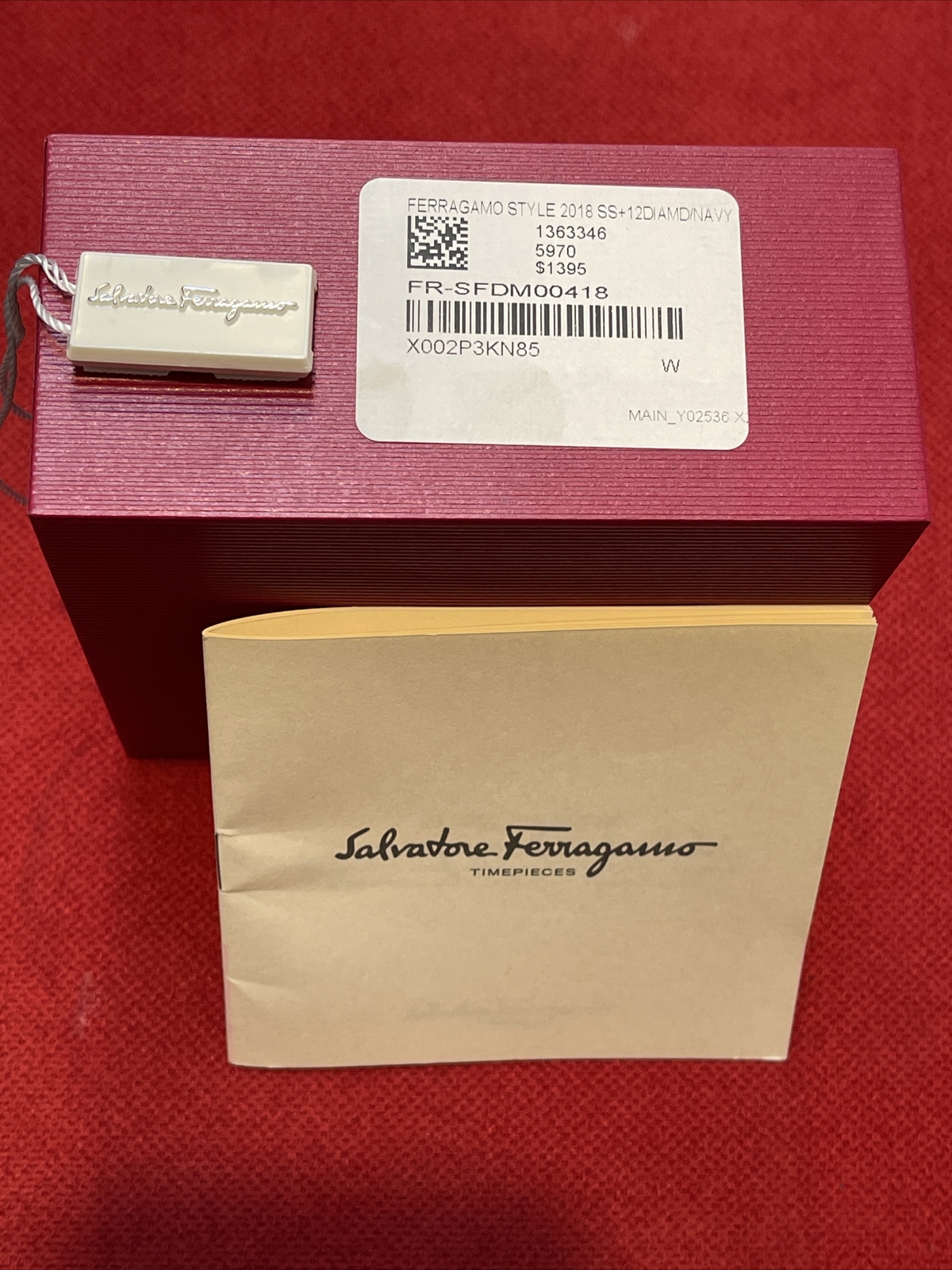 SALVATORE FERRAGAMO Blue Leather Floral Mother Of Pearl 12 Diamonds $1395