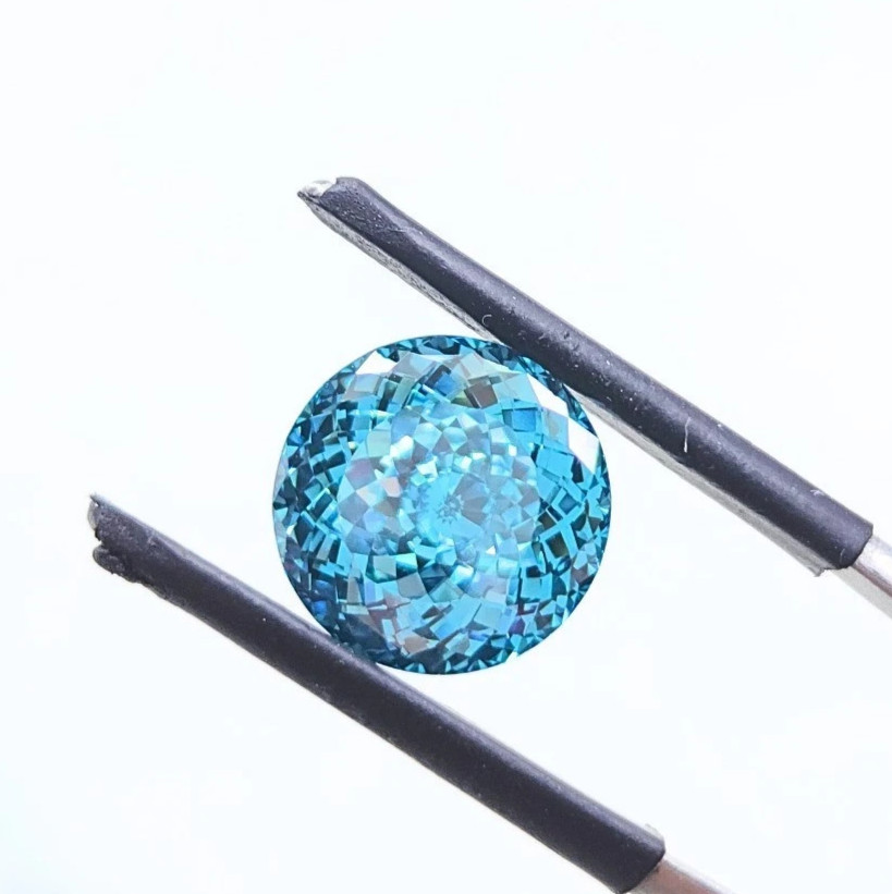2.00Ct Fancy Vivid Blue Lab Grown Moss Diamond Portuguese Round Cut Loose Stone