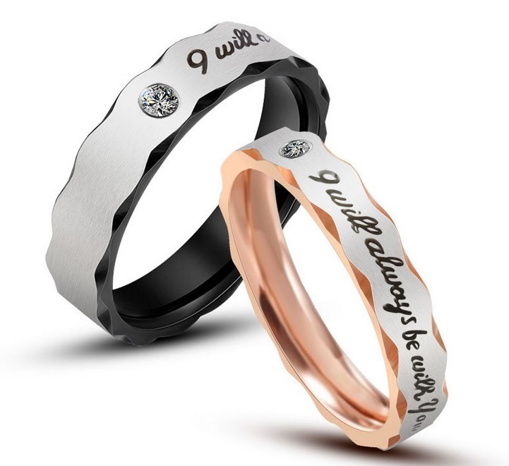 New Design Stainless Steel Couple Rings Promise Love Forever Wedding Gift