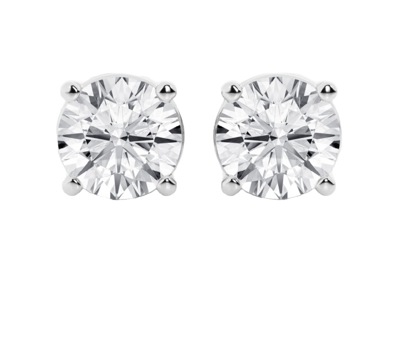4.00 Ct Round Cut VVS1/D Lab Created Stud Earrings 14k White Gold 8mm Push Back