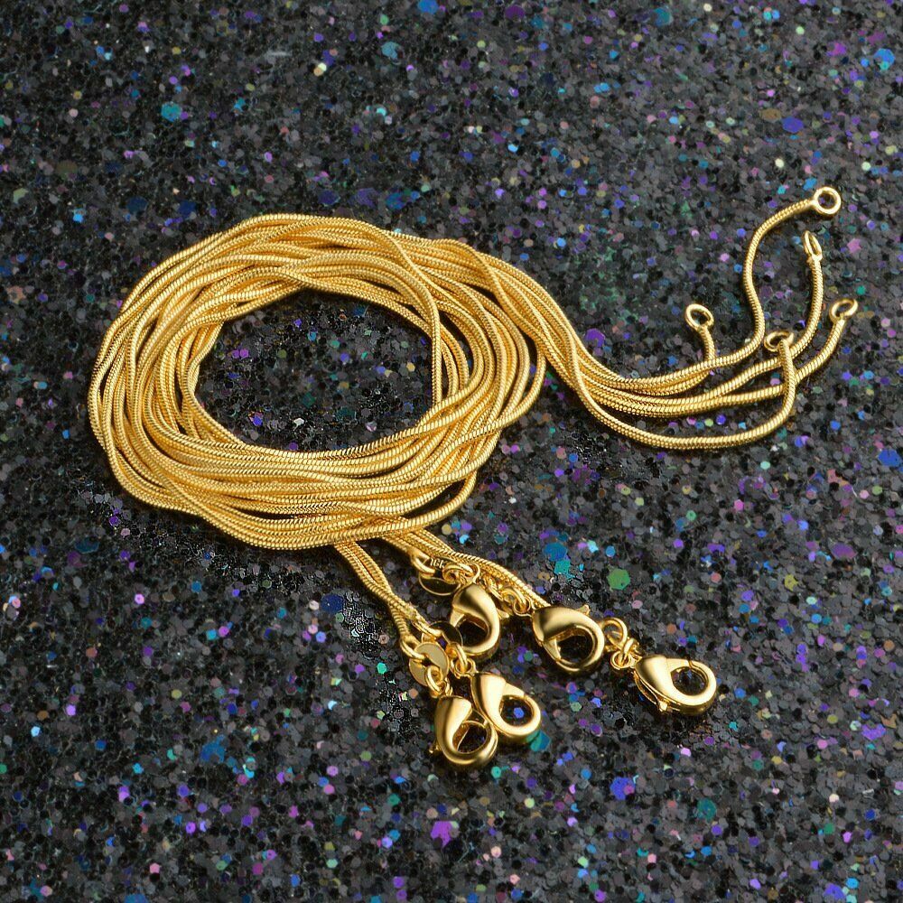 Real 18K Gold Filled Tarnish-Free Classic 1.2mm Thin Snake Chain Necklace 16~38