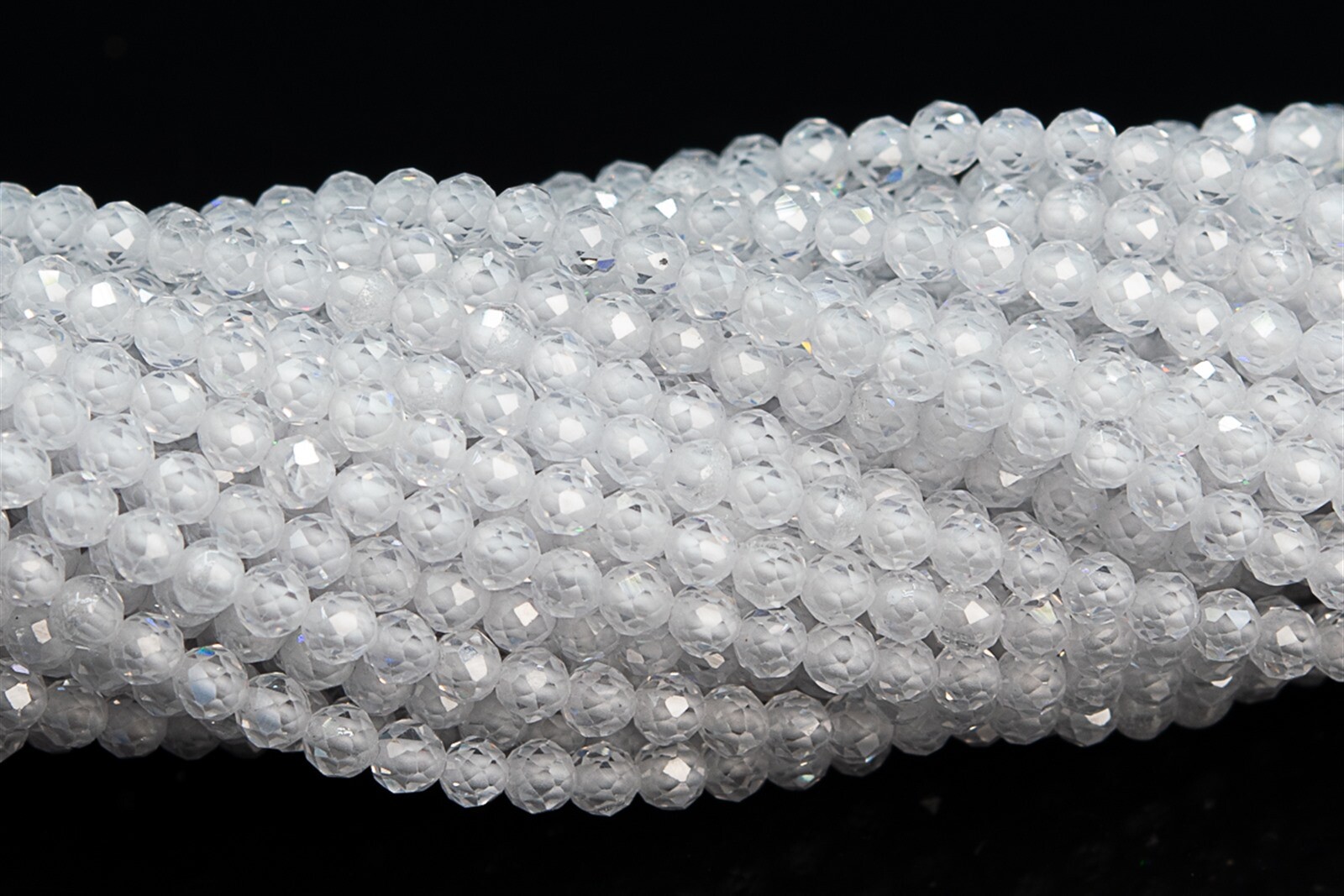 2MM Clear Cubic Zirconia Beads Grade AAA Faceted Round Loose Beads 15″