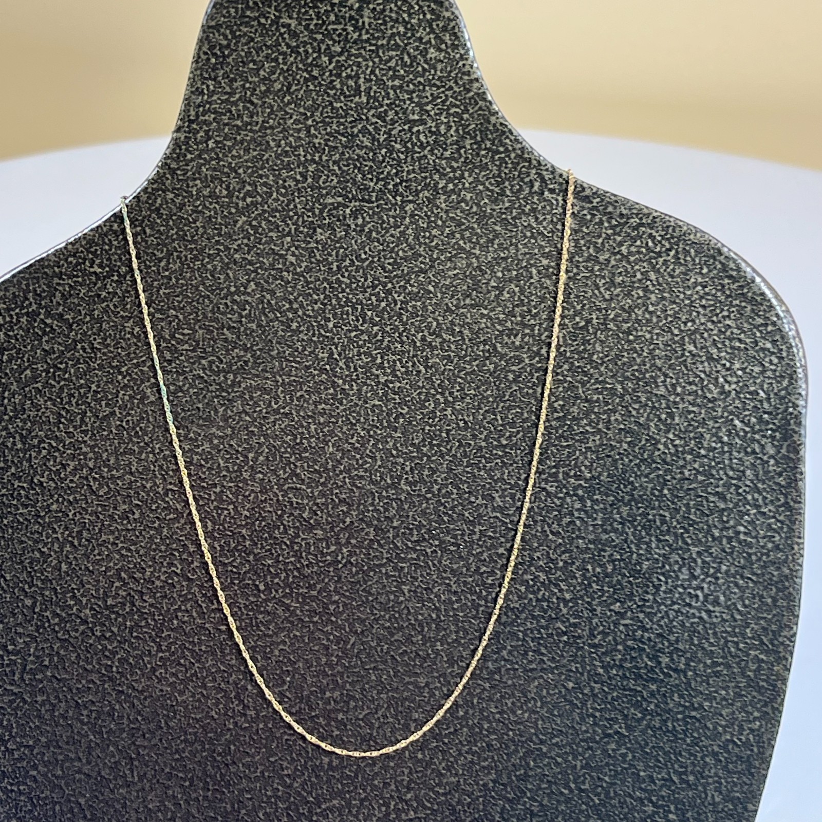Gold Tone Singapore Chain Necklace Delicate Minimalist 17 Inch