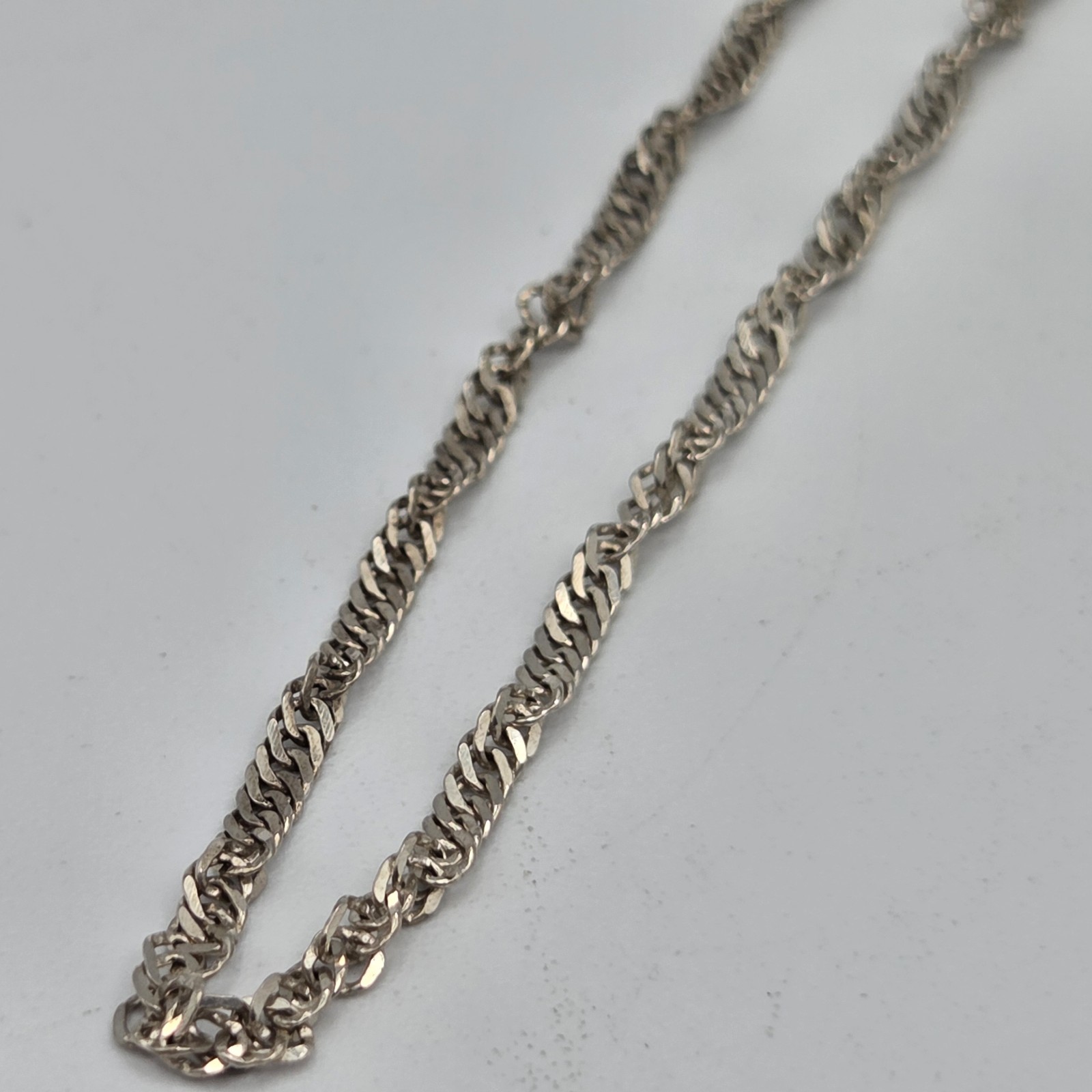 Vtg IBB Italy 925 Sterling Silver Singapore Twist Chain Anklet Bracelet 8.5″