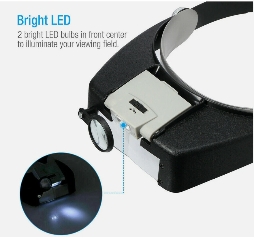 Jewelers Head Headband Magnifier LED Illuminated Visor Magnifying Glasses Loupe