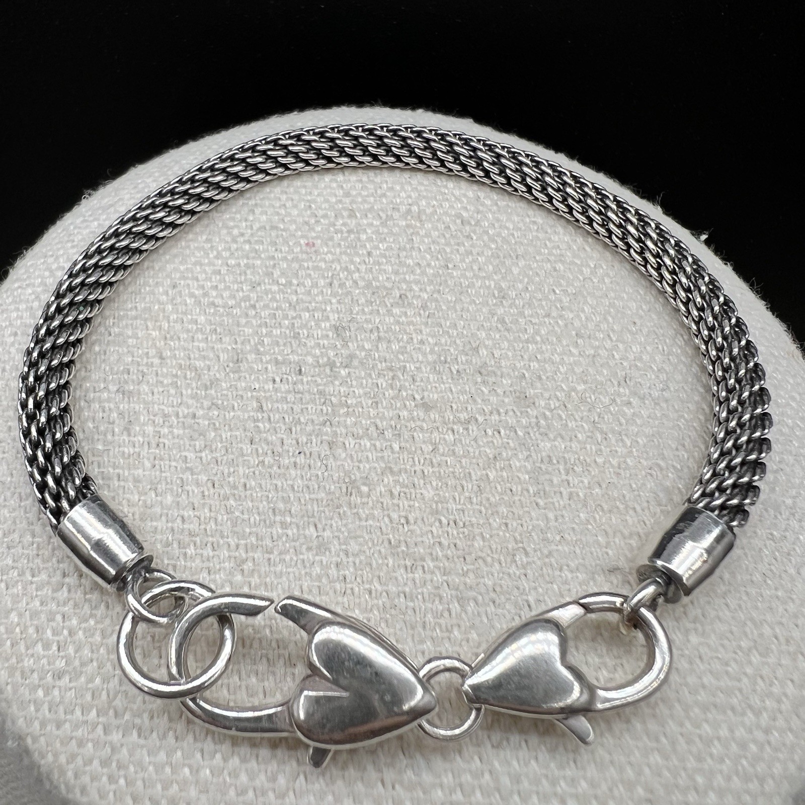 Brighton Beverly Mesh Charm Bracelet Silver Tone Bead Lobster Clasp Stack