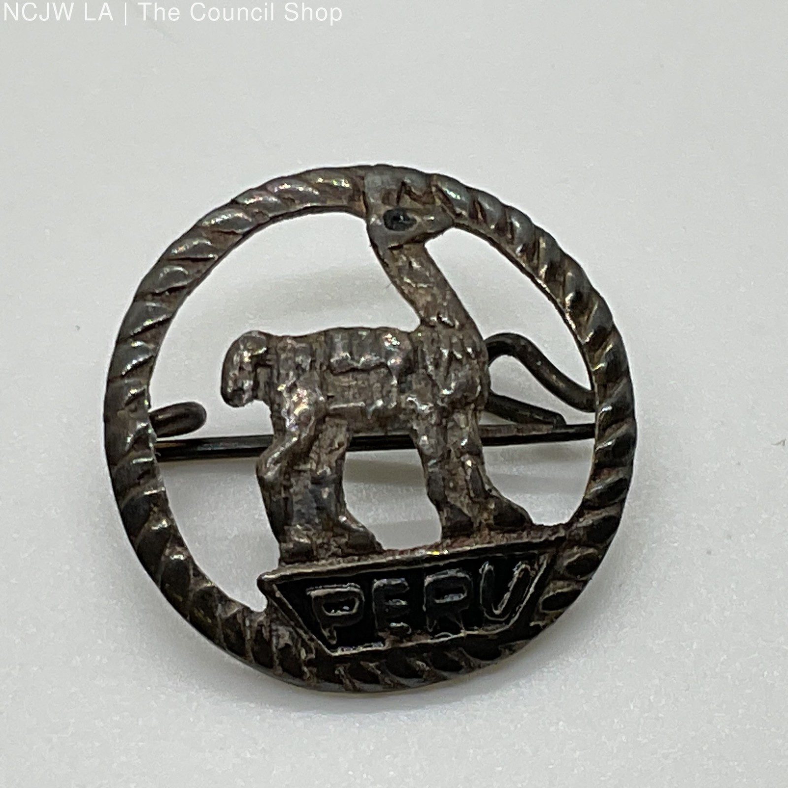 VTG./ANTIQUE PERU Sterling Silver Llama .75″ Brooch/Pin- 1.71g