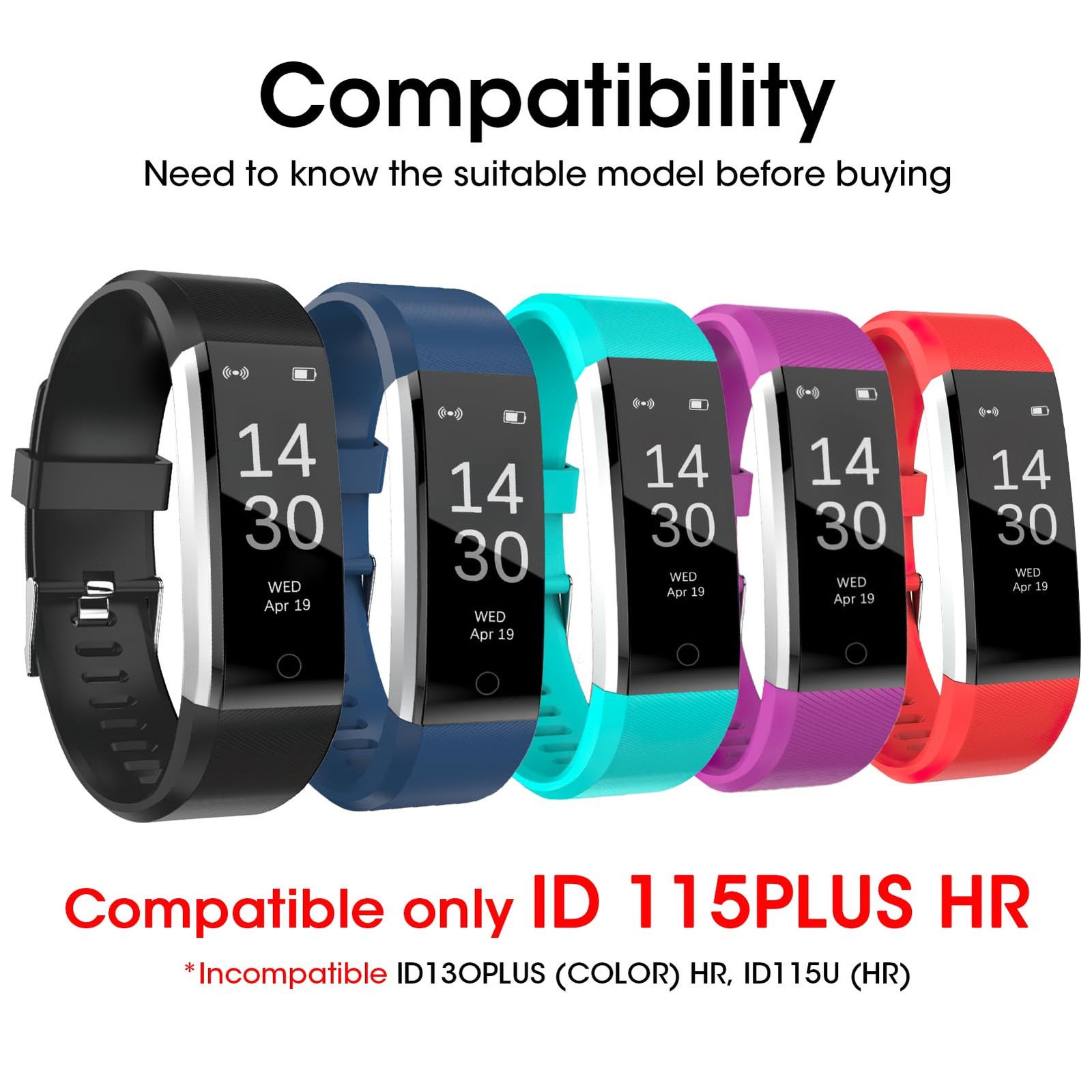 5 Pcs Watch Bands Replacement for ID115plus HR Only, Very Fit Pro Activity Fi…