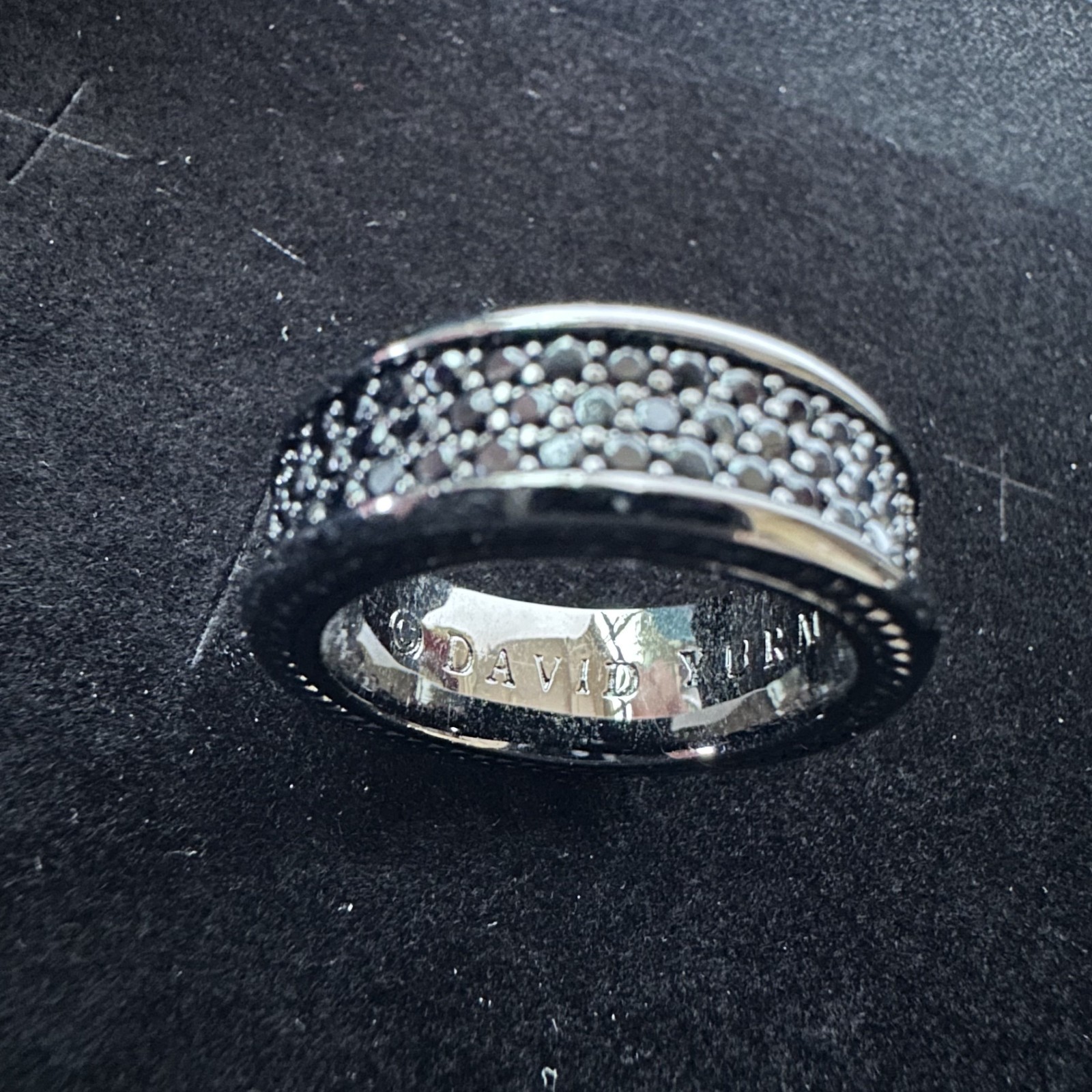 David Yurman ‘Streamline’ Black Diamond Sterling Silver Titanium Ring S.10