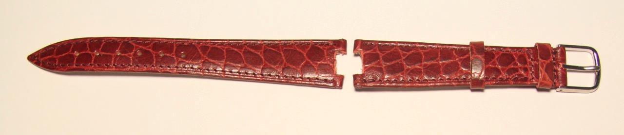 Vera Pelle Dark Brown Crocodile Grain Padded Wristwatch band Strap 18mm