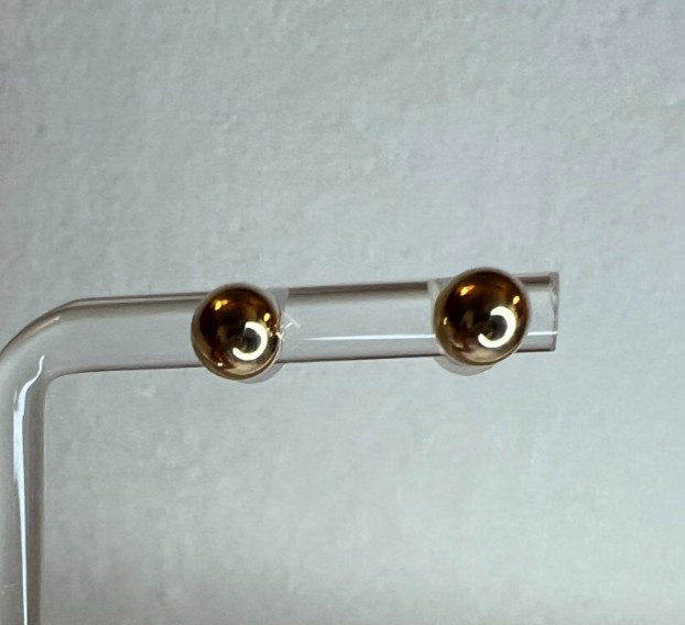 10k yellow gold 5.5mm ball stud earrings NEW