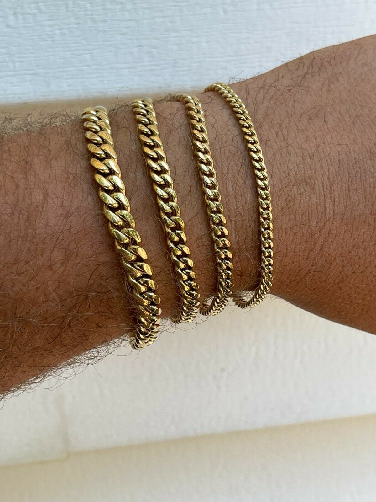 Real Miami Cuban Link Chain Necklace / Bracelet 14k Gold Plated Stainless Steel