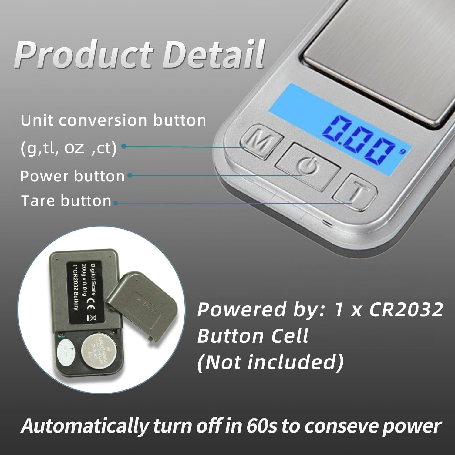 MEIYA Digital Pocket Gram Scale 200G X 0.01G, Mini Digital Grams Scale