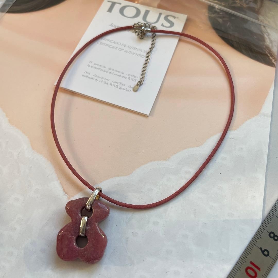 Auth TOUS Natural Silver Necklace 925 Silver Pink Women’s Pendant Accessory