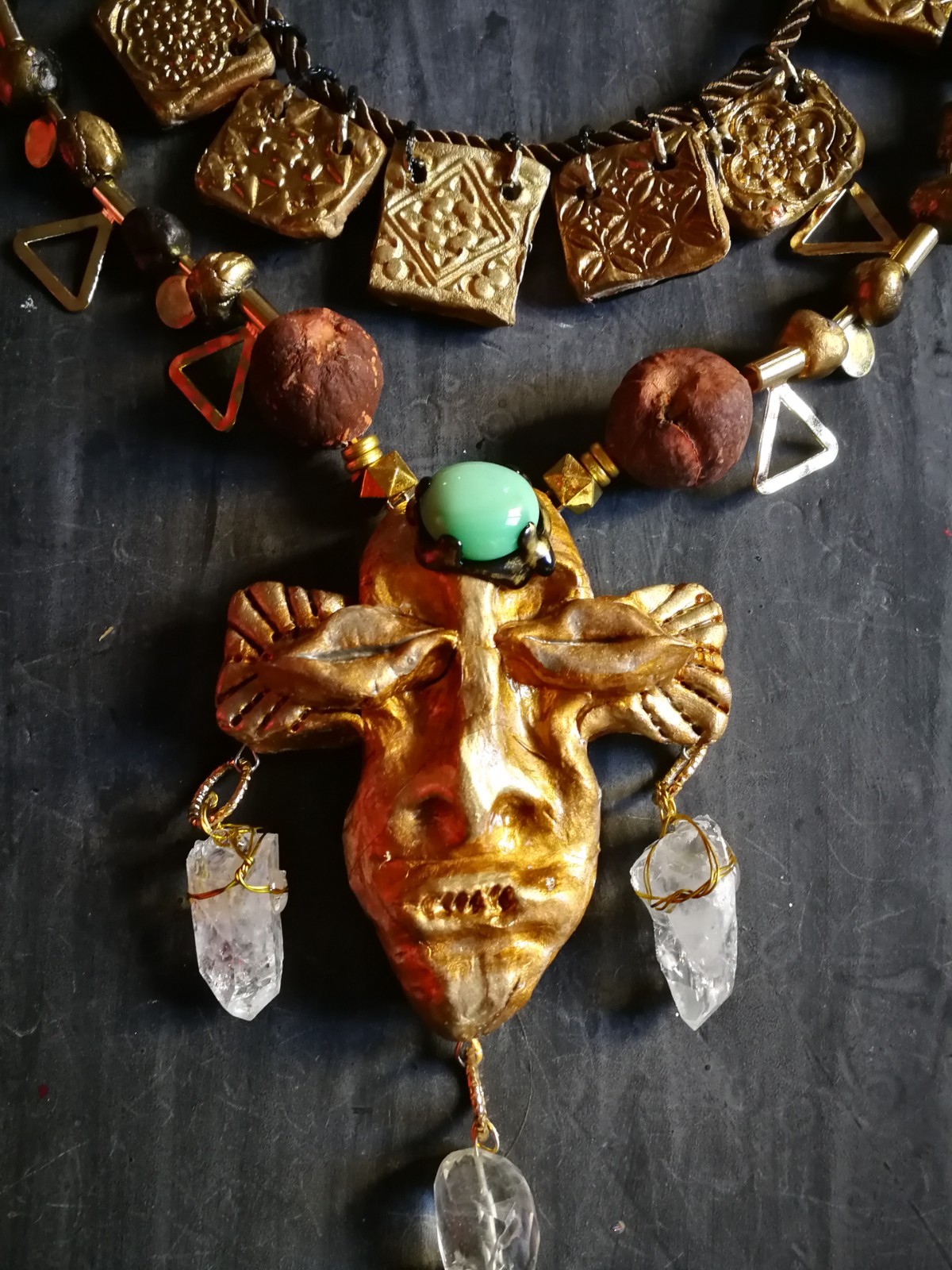 Statement Fine Jewelry Ethnic Glamour Gemstone Jewel Sculpture Tribal Mask Stone