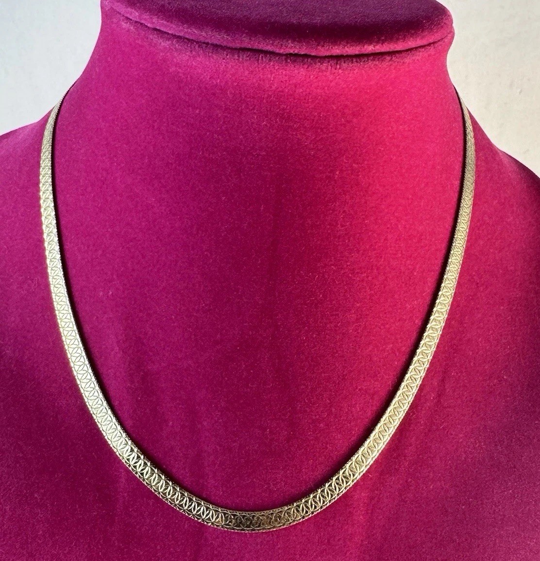 Technibond Reversible Herringbone Chain Necklace Gold Plated Sterling Silver