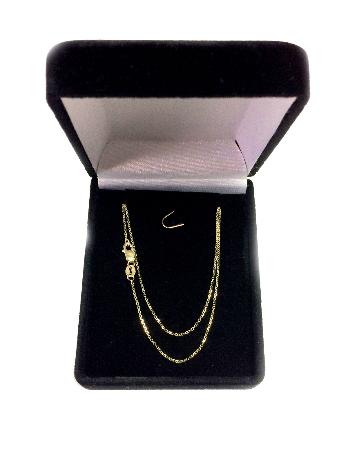 18k Yellow Real Gold Cable Link Chain Necklace, 0.7mm, 16″