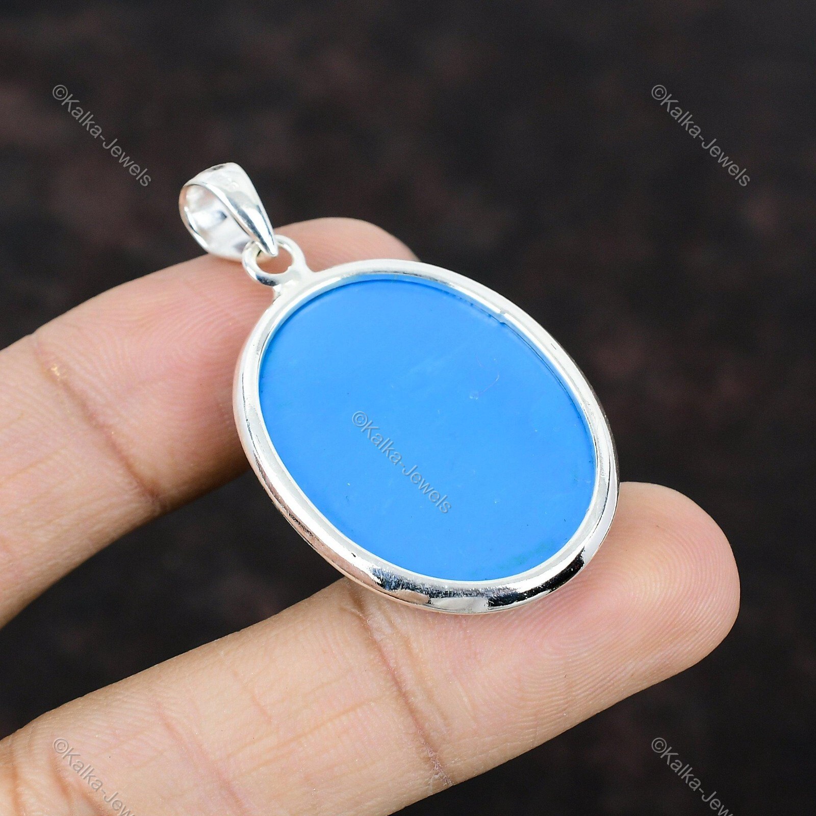 Natural Sleeping Beauty Turquoise Gemstone Pendant 925 Sterling Silver Jewelry