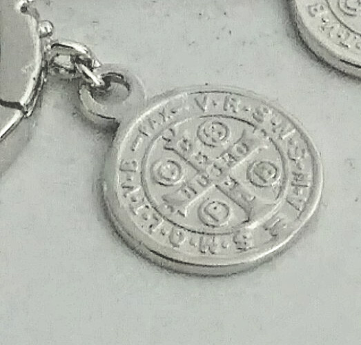 925 STERLING SILVER Rhodium Plated SAINT BENEDICT MEDAL Earrings 22x13MM
