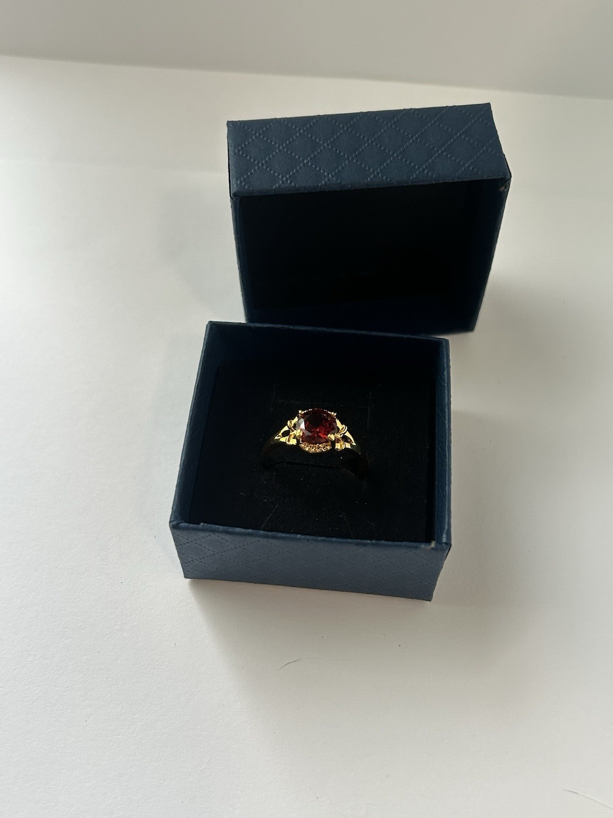 Vintage Red Cubic Zirconia Ring Gold Plated Womens Size 9