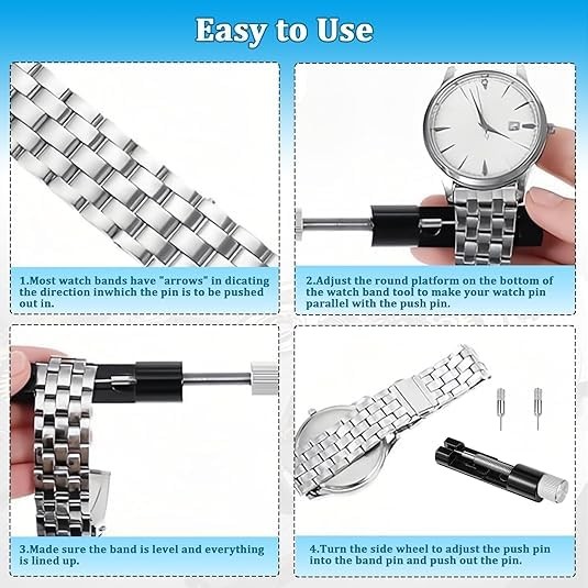 OYWGRICH 2 Pack Watch Link Removal Kit, Repair Tool for Bracelet Black