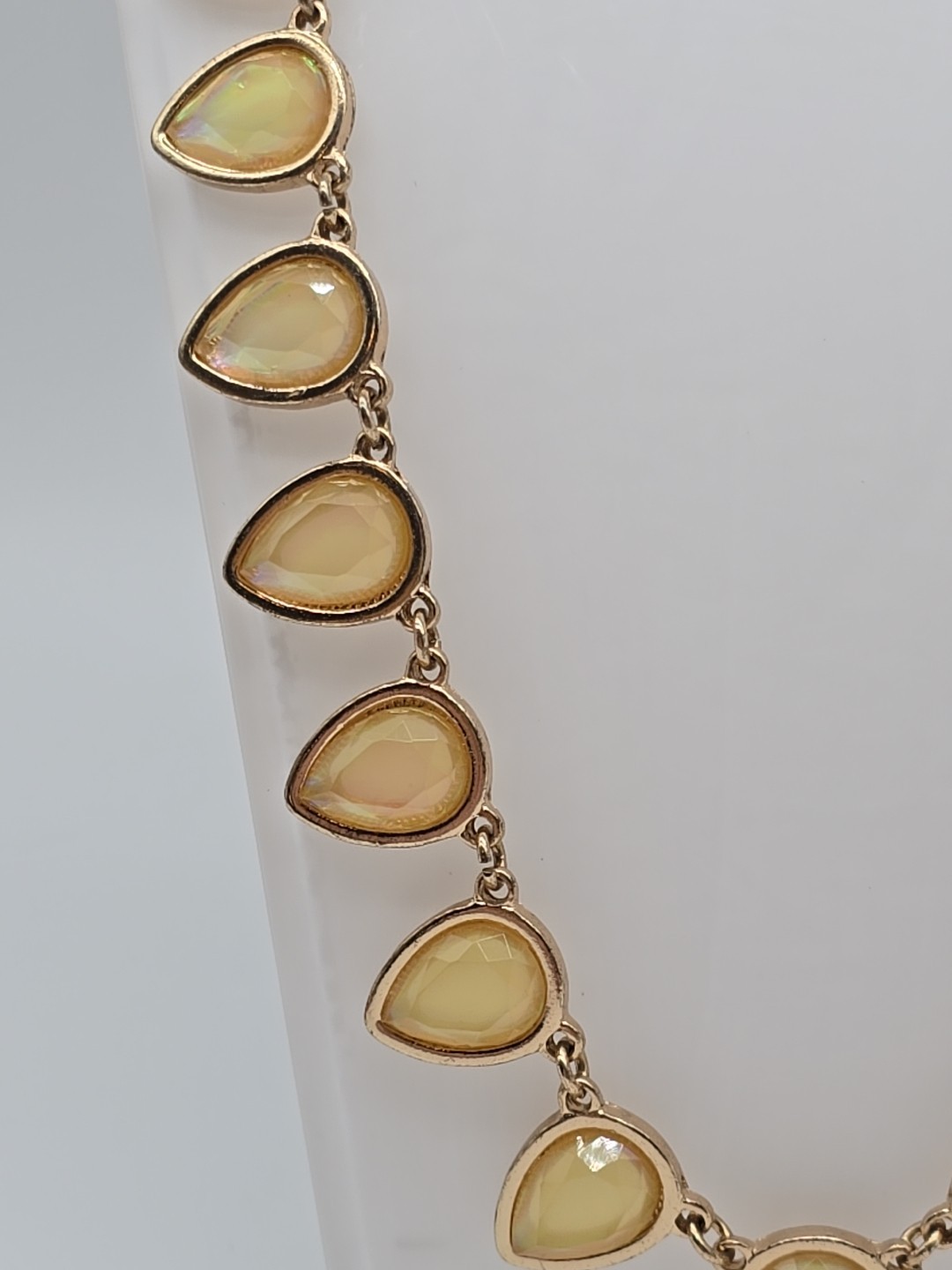Everyday Wear Yellow Teardrop Statement Necklace and Coordinating Earrings Set