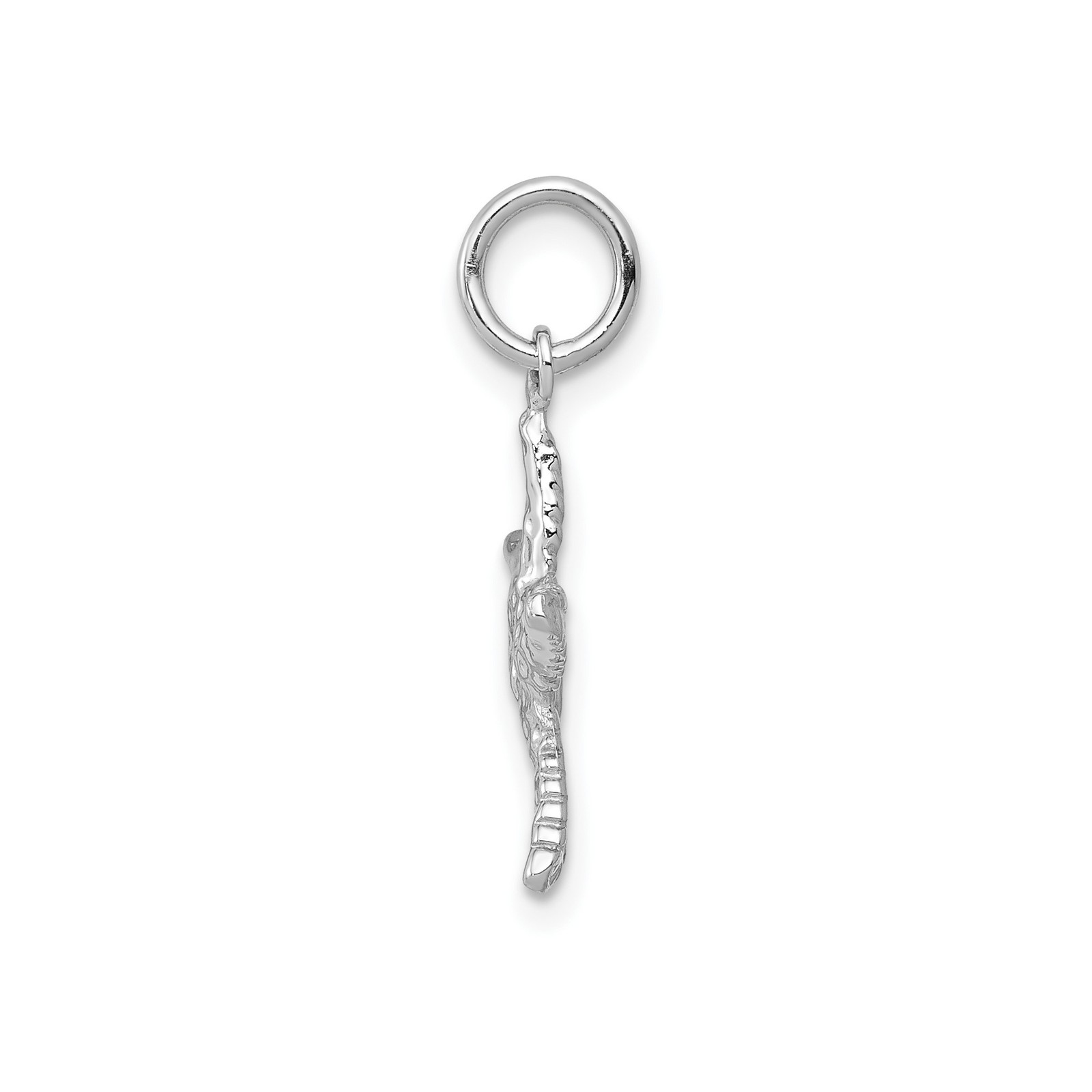14k White Gold Starfish Pendant Textured Nautical Charm Ocean Beach Necklace Lay