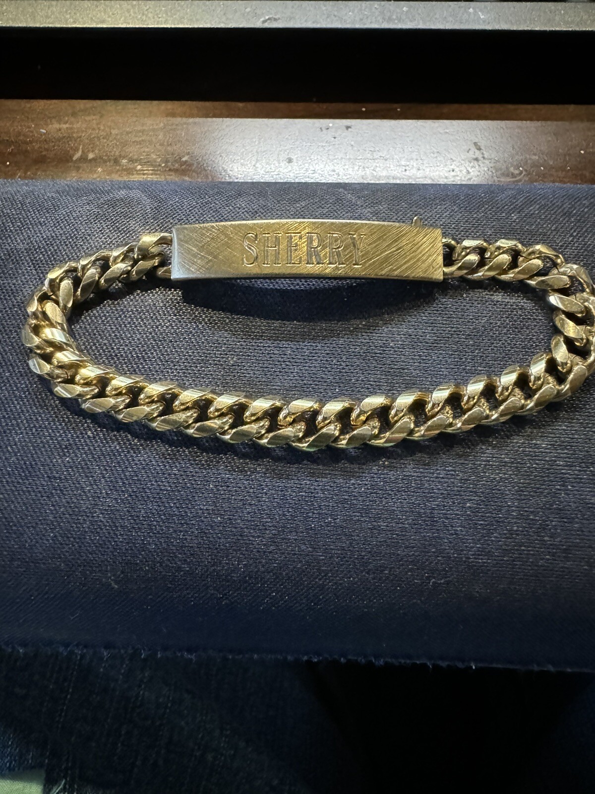 Vintage Speidel ID Identification Bracelet Gold Electroplate SHERRY