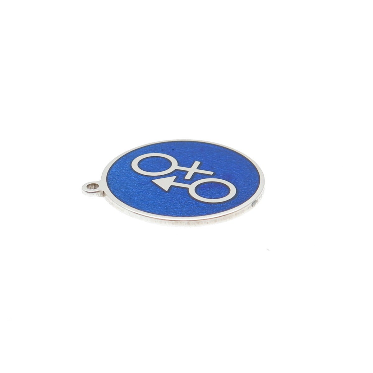 925 Sterling Silver Blue Enamel Male & Female Symbol Minimalist Charm Pendant